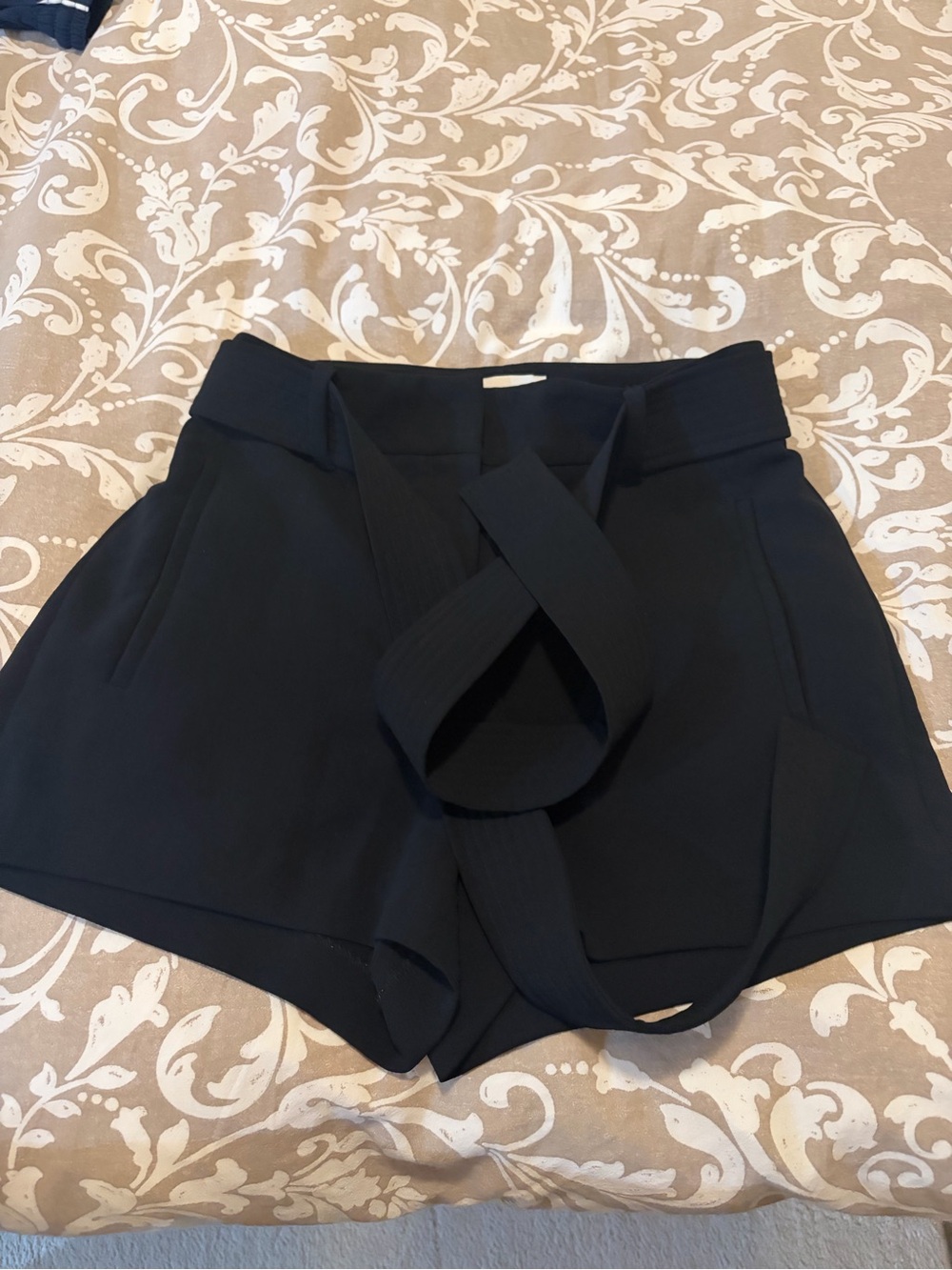 Wilfred Black High-Waist Tie-Belt Shorts